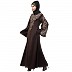 A-line party wear abaya with Resham embroidery work- Coffee Brown